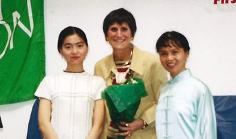 Grandmaster Aiping Cheng with U.S. Representative Rosa DeLauro